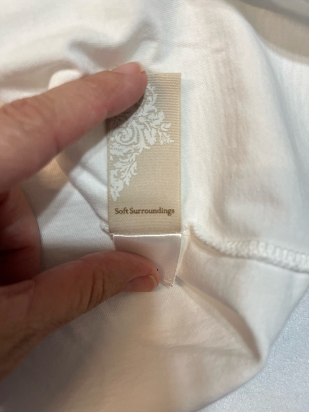 Soft Surroundings White Tee with Teal Logo - Picture 4 of 8